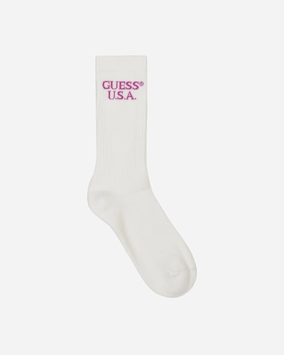 Shop Guess Usa Evan Socks In White