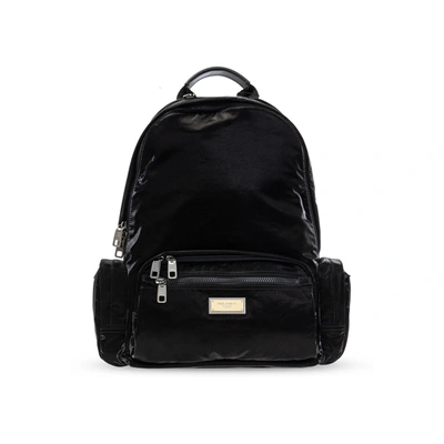 Shop Dolce & Gabbana Embossed Logo Backpack In Black