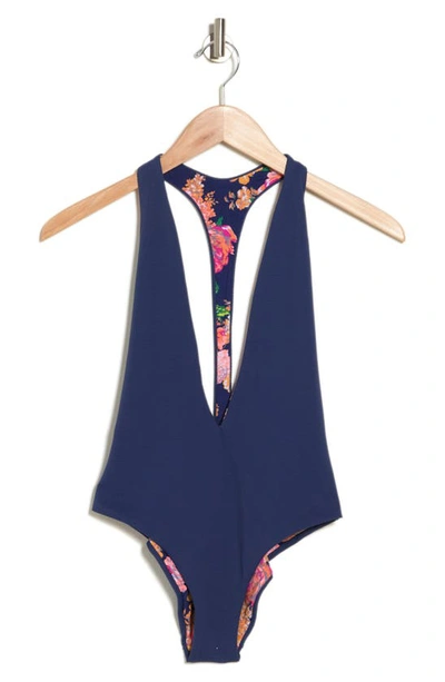 Shop Maaji Indigo Blue Tiky Entero Reversible One-piece Swimsuit