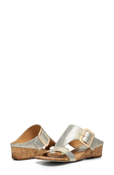 Donald Pliner Vine Buckled Wedge Sandal In Platino