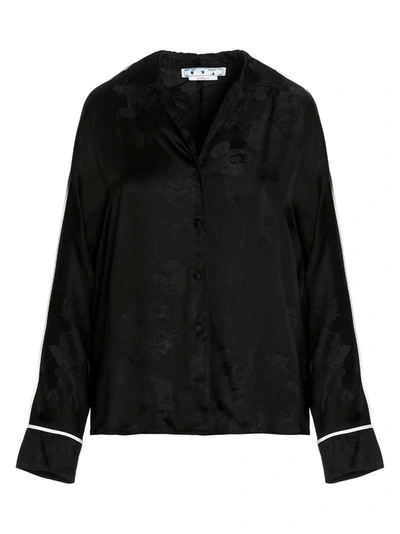 Shop Off-white 'ky Jacquard Satin Pajama' Shirt In Black