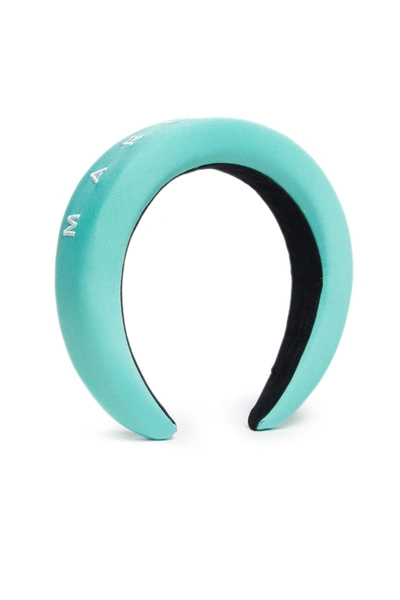 Shop Mm6 Maison Margiela Aquamarine Headband With Logo In Azure