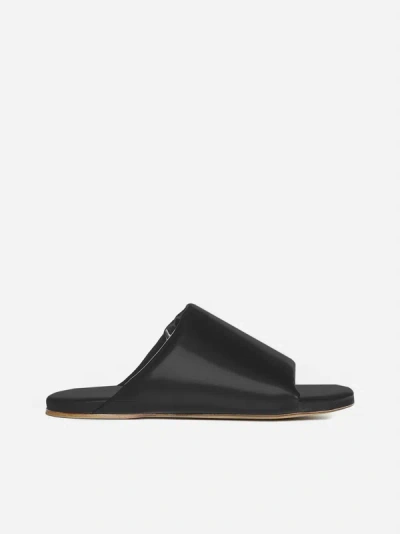 Shop Bottega Veneta Cushion Leather Flat Sandals In Black
