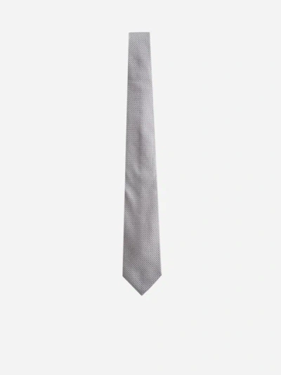 Shop D4.0 Silk Jacquard Tie In Grey