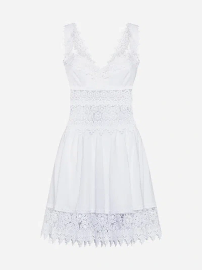 Shop Charo Ruiz Marilyn Guipure Cotton-blend Mini Dress In White