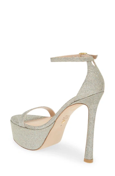 Stuart Weitzman Nudistcurve Hollywood Sandal In Platino
