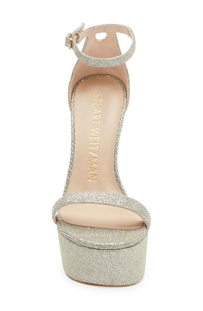 Stuart Weitzman Nudistcurve Hollywood Sandal In Platino