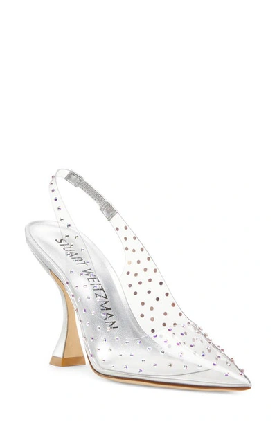 Shop Stuart Weitzman Glam Xcurve Slingback Pump In Clear/silver/clear Aurora