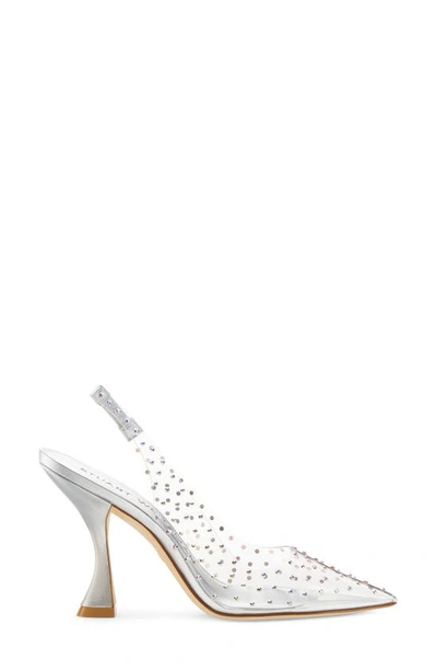 Stuart Weitzman Glam Xcurve Crystal Slingback Pumps In Clear/silver/clear Aurora