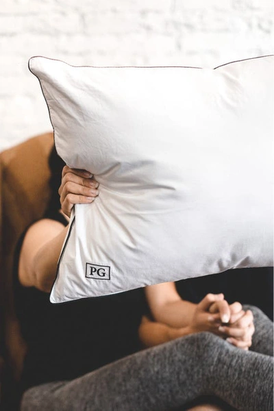 Pg Goods Pillow Guy White Goose Down Firm Density Side/back Sleeper Pillow With 100% Certified Rds Down, And In White With Navy/teal Cord