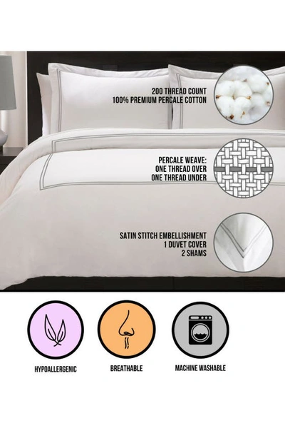 Ella Jayne Home Satin Stitched Percale Duvet Set In White