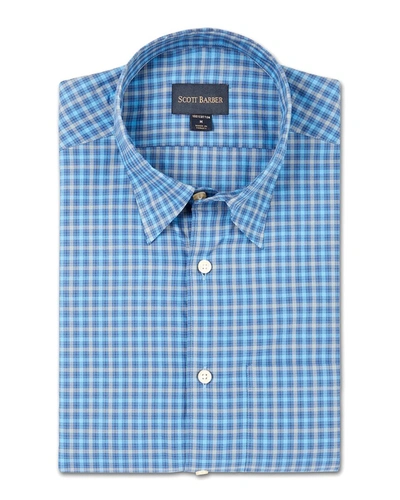 Shop Scott Barber Plaid Shirt In Blue