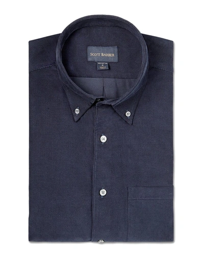 Shop Scott Barber Solid Baby Cord Shirt In Blue