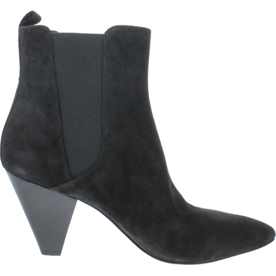 Shop Veronica Beard Baxter Womens Suede Heels Ankle Boots In Black