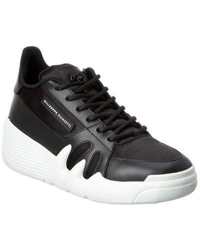 Shop Giuseppe Zanotti Talon Canvas & Leather Sneaker In Black
