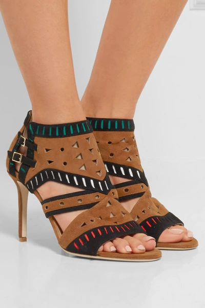 Shop Tamara Mellon Arizona Laser-cut Suede Sandals