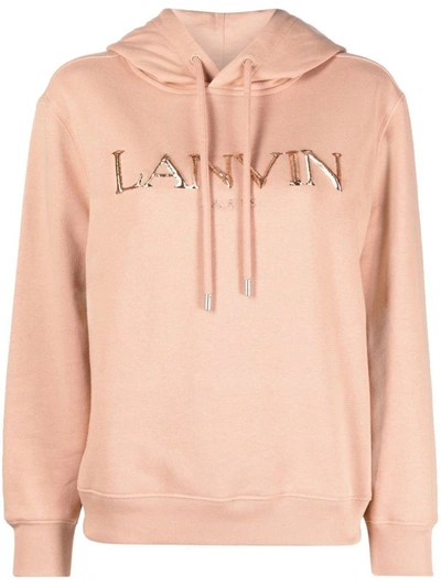 Shop Lanvin Paris Embroidered Hoody Clothing In 032 Pink Ivory