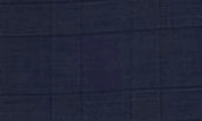 English Laundry Plaid Two Button Peak Lapel Wool Blend Trim Fit Suit In Blue