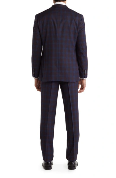 English Laundry Plaid Two Button Peak Lapel Trim Fit Suit In Blue