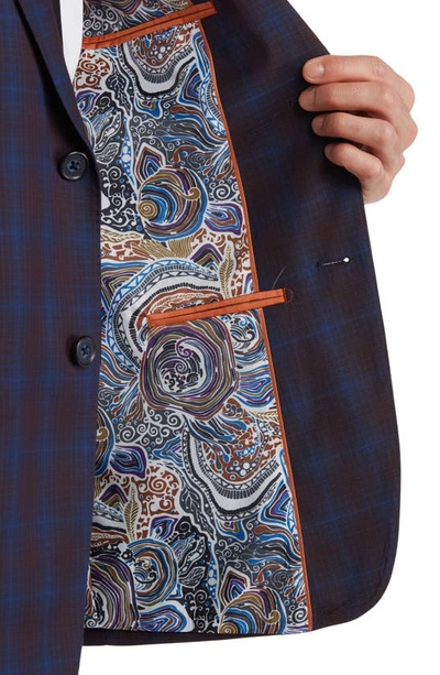 English Laundry Plaid Two Button Peak Lapel Trim Fit Suit In Blue