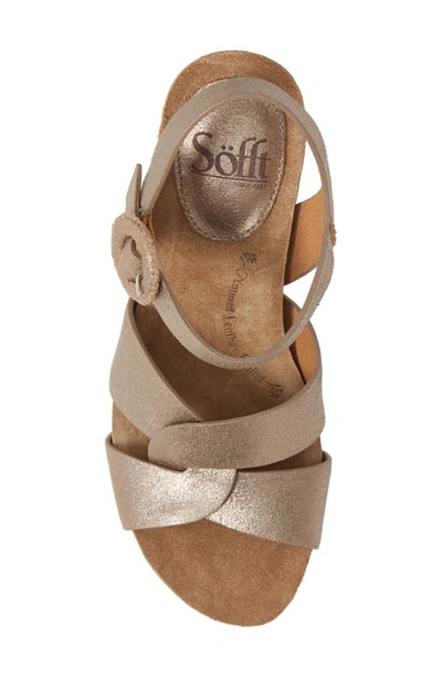 Shop Söfft Casidy Wedge Sandal In Gold Leather