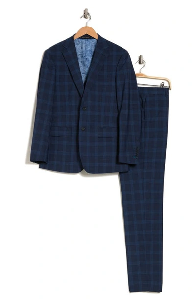 Shop English Laundry Plaid Two Button Notch Lapel Trim Fit Wool Blend Suit In Blue