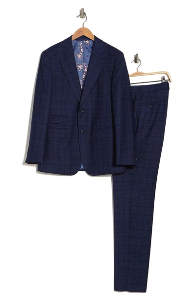 Shop English Laundry Trim Fit Check Suit In Blue