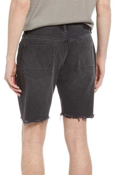 Shop Allsaints Switch Raw Hem Denim Shorts In Washed Black