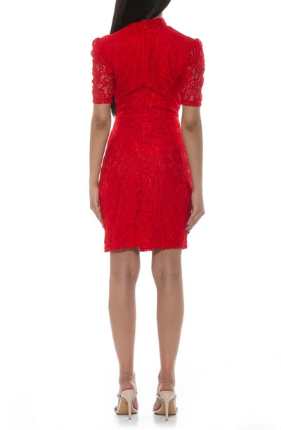 Shop Alexia Admor Elly Mock Neck Lace Sheath Dress In Red