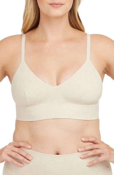 Shop Spanx Comfort Cotton Blend Bralette In Heather Oatmeal
