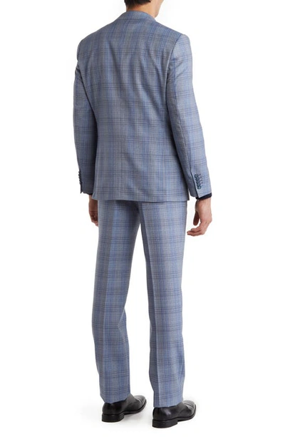 Shop English Laundry Trim Fit Plaid Wool Blend Suit In Blue