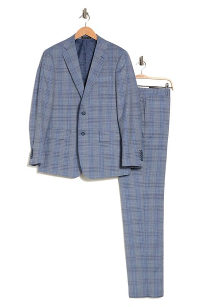 English Laundry Trim Fit Plaid Wool Blend Suit In Blue