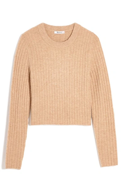 Shop Madewell Readfield Rib Slim Fit Pullover Sweater In Heather Camel