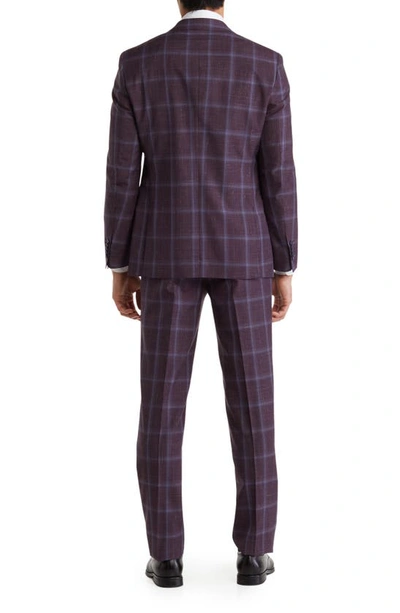 English Laundry Trim Fit Check Wool Blend Suit In Purple