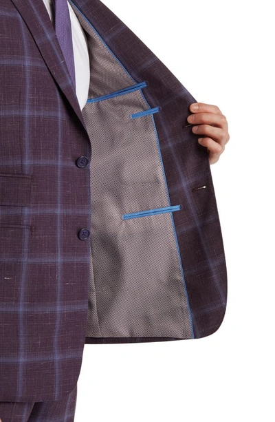 English Laundry Trim Fit Check Wool Blend Suit In Purple
