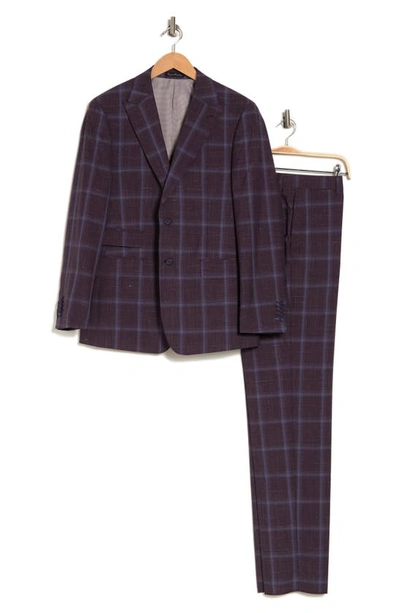 English Laundry Trim Fit Check Wool Blend Suit In Purple