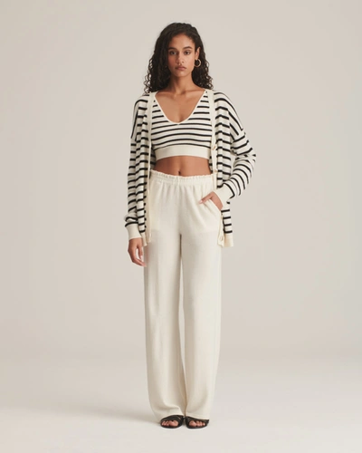 Naadam Cashmere Paperbag Wide Leg Pants In White
