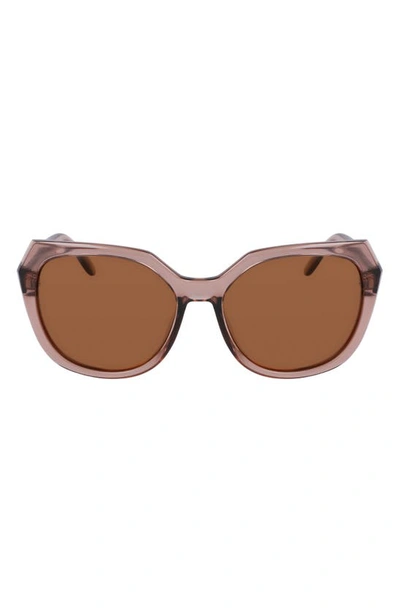 Shop Cole Haan 55mm Polarized Oversize Sunglasses In Taupe Crystal