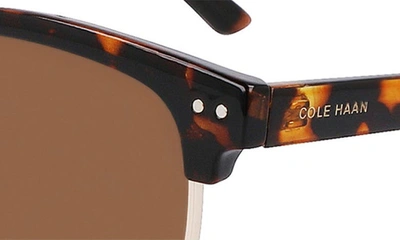Cole Haan 55mm Half Rim Polarized Sunglasses In Tortoise