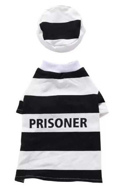 Shop Pet Life The  Striped Retro Inmate Prisoner Pet Costume In Black / White