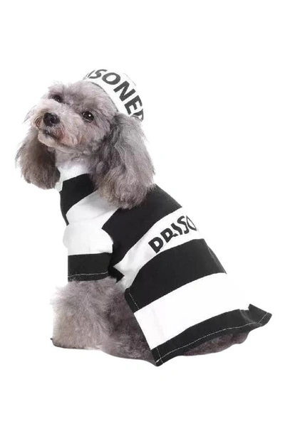 Pet Life The  Striped Retro Inmate Prisoner Pet Costume In Black / White