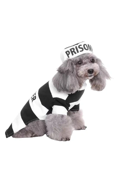 Shop Pet Life The  Striped Retro Inmate Prisoner Pet Costume In Black / White