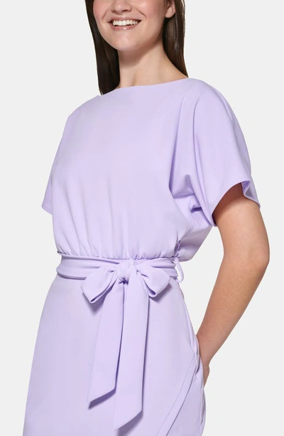 Shop Kensie Tie Front Blouson Dress In Ultra Violet