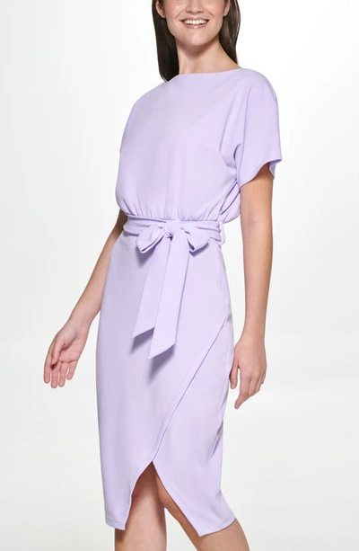 Shop Kensie Tie Front Blouson Dress In Ultra Violet
