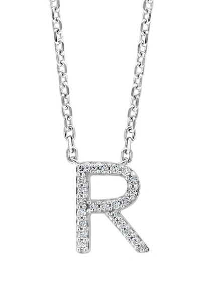 Effy Sterling Silver Pavé Diamond Initial Pendant Necklace In White-r