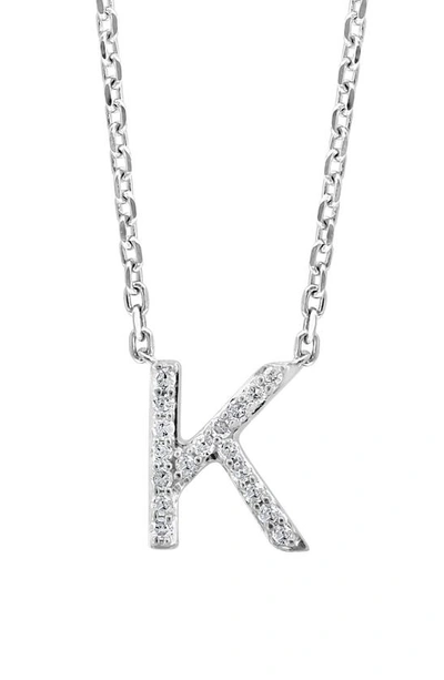 Effy Sterling Silver Pavé Diamond Initial Pendant Necklace In White-k