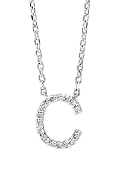 Effy Sterling Silver Pavé Diamond Initial Pendant Necklace In White-c