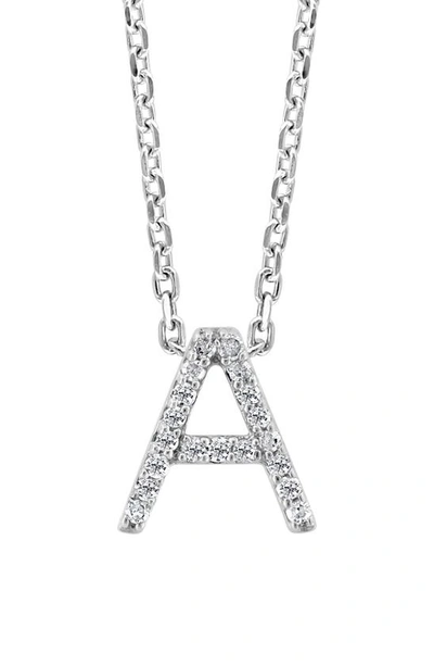 Effy Sterling Silver Pavé Diamond Initial Pendant Necklace In White-a
