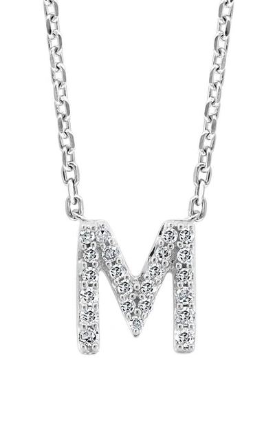 Effy Sterling Silver Pavé Diamond Initial Pendant Necklace In White-m