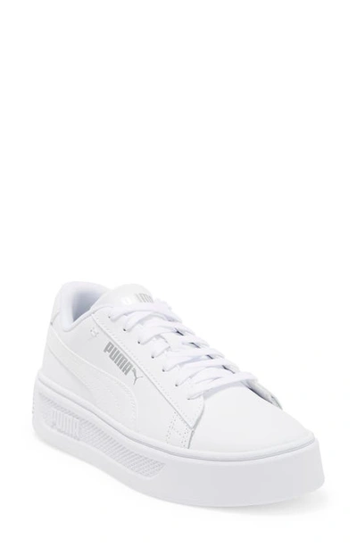 Shop Puma Smash V3 Platform Sneaker In  White- Silver